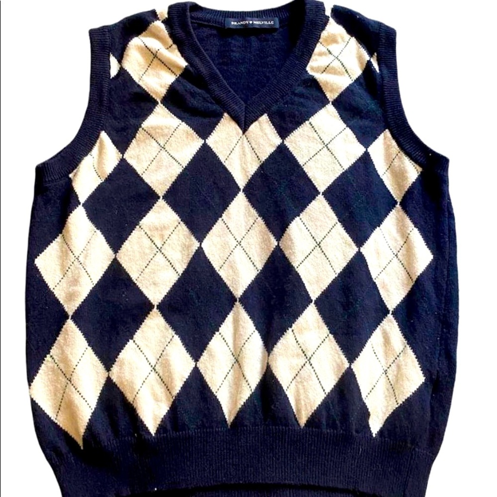 BRANDY MELVILLE SWEATER VEST-navy and white